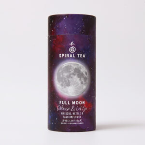 full moon herbal tea blend in galaxy tube packaging